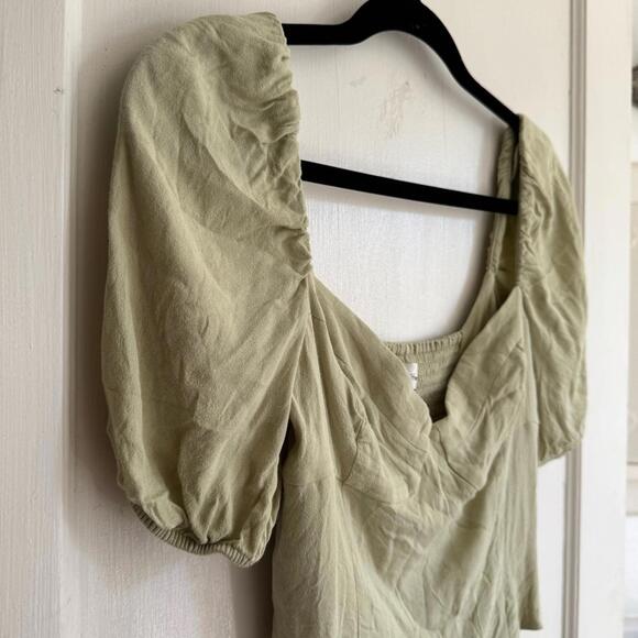 Aritzia Wilfred Novella Sweetheart Bodice Ruched Short sleeve Blouse - Picture 7 of 11